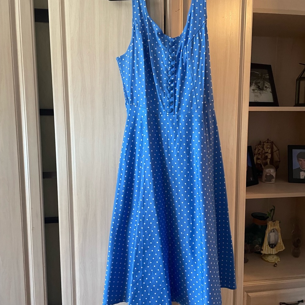 Belle Poque blue and white polka dot sundress